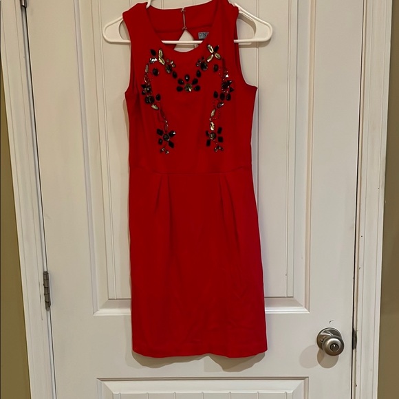 Cynthia Rowley Dresses & Skirts - Cynthia Rowley Elegant Red Sleeveless Dress with Embellishments XS